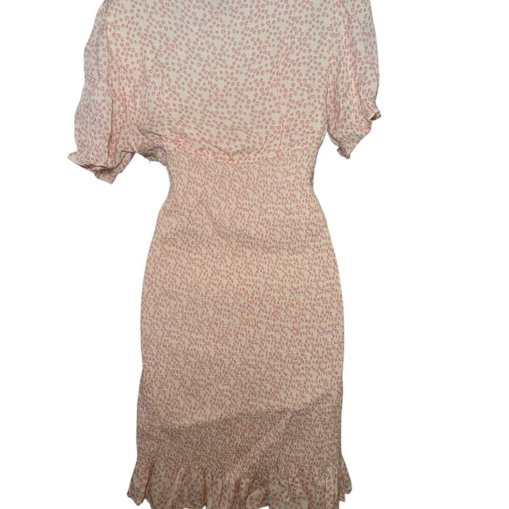 Area Stars Amalia Pink Floral Smocked Mini Dress Size Large - Picture 2 of 7